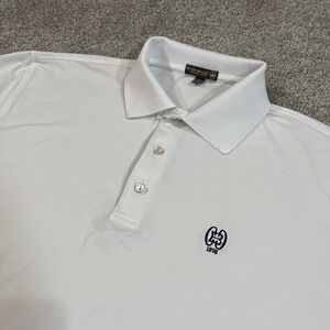 Peter Millar Summer Comfort Polo Shirt L White‎ Performance Golf Stretch Logo
